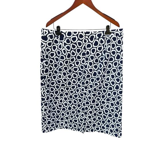 Boden woman’s 16R Pencil A line Skirt Geometric Print Blue & White career New - Picture 4 of 6